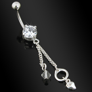 Bauchnabel Piercing mit Ketten Anhänger Clear # NSC2230  