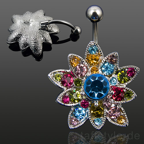 BAUCHNABELPIERCING BLUME BUNT, PIERCING NSQ 3893  