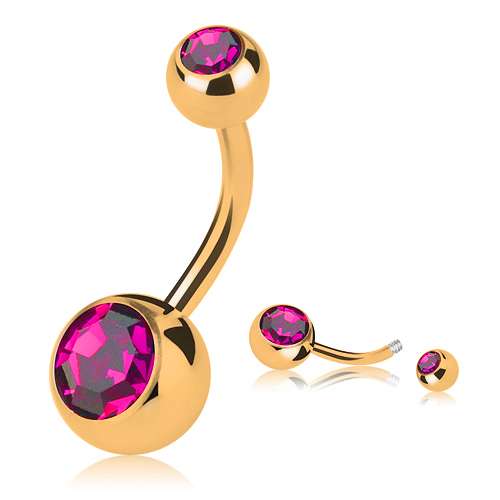 Bauchnabelpiercing Schmuck Banane Stecker Mit Stein + Kristall - Foto 10