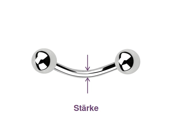 Banane – Stabstärke: Messpunkte als violette Pfeile