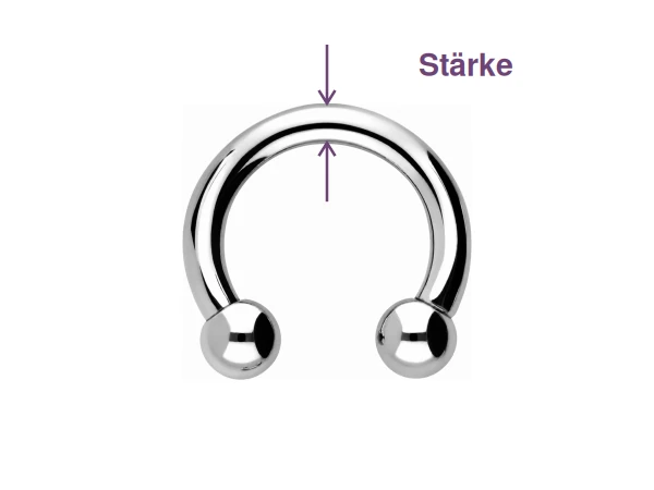 Hufeisen – Stabstärke: Messpunkte als violette Pfeile