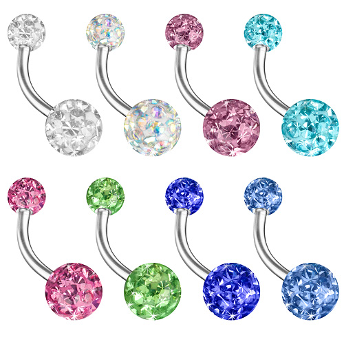 Bauchnabel Piercing Kristall Kugeln in 8 Farben # NDCB  