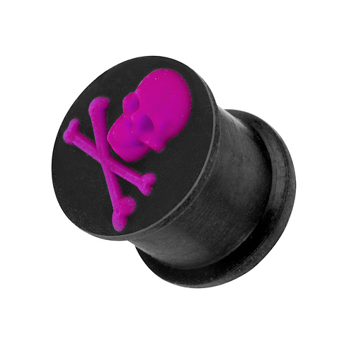 Silicone Ear Flesh Tunnel Plug 3D Piercing Hider Stopper Motif Skull - Picture 7 of 7