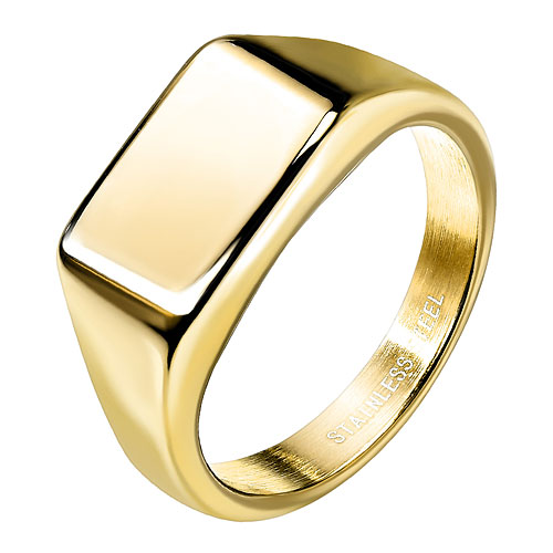 Siegelring rechteckig Edelstahl poliert Herren Damen Ring modern stylisch