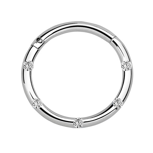 Septum Piercing Clicker Segment Nase Helix Ohr mit kleinen Kritsallen besetzt - Bild 2 von 6