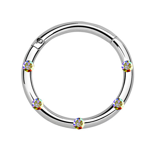 Septum Piercing Clicker Segment Nase Helix Ohr mit kleinen Kritsallen besetzt - Bild 3 von 6